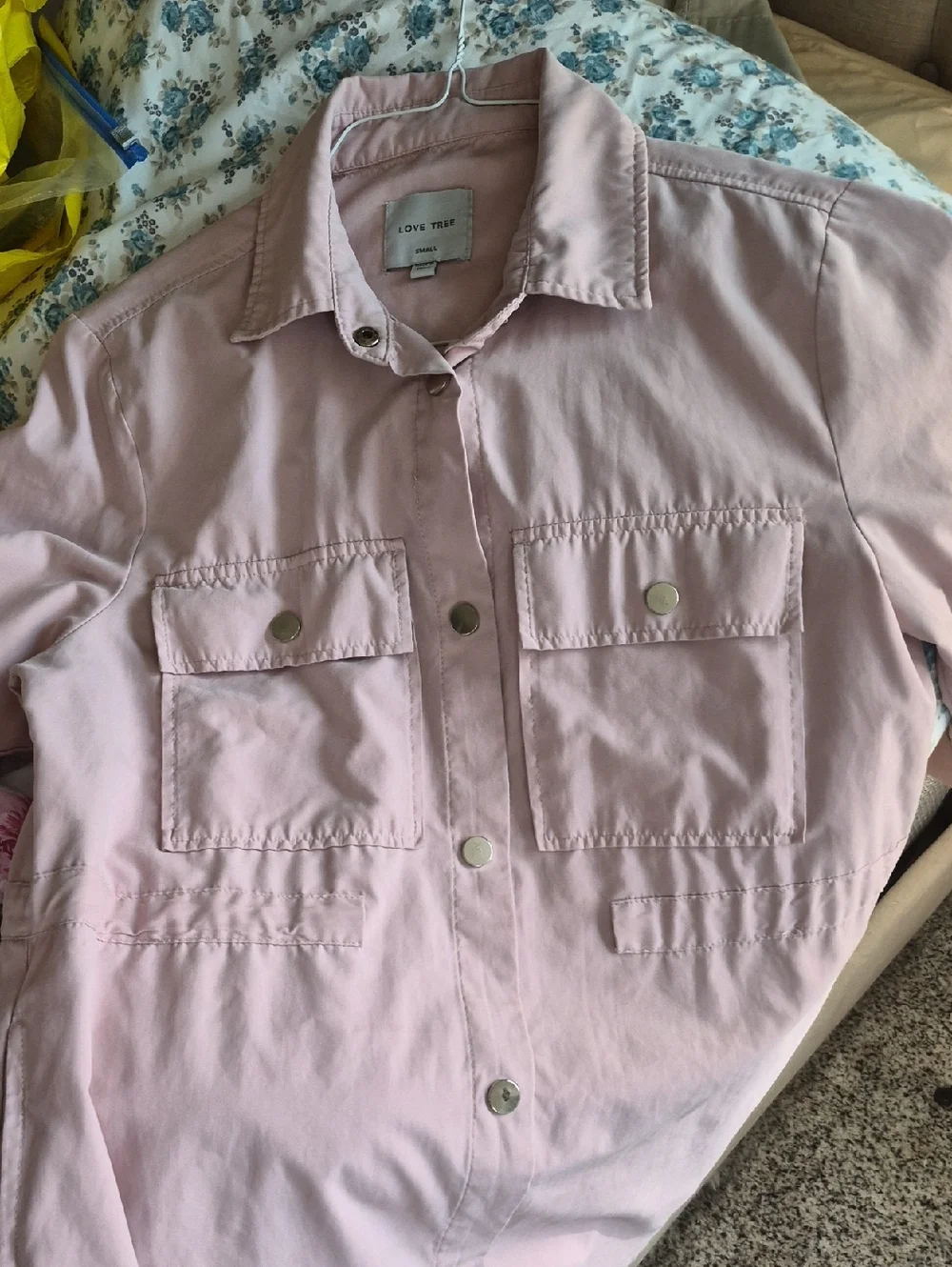 Love Tree Womens Pink Lightweight Safari Snap Up Jacket Cover Up Sz S